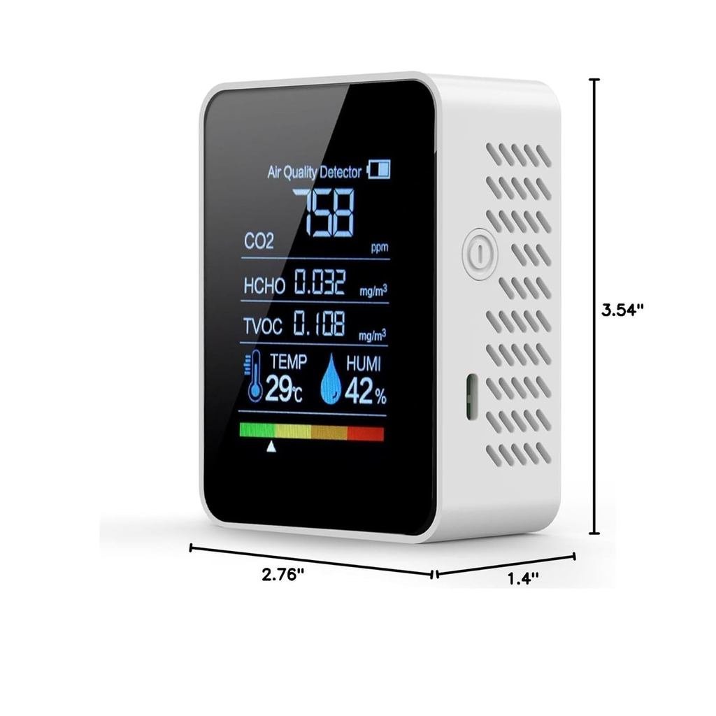 Monitor de Qualidade do Ar, Detector de Qualidade do Ar com Monitor de CO2/HCHO/TVOC/Temperatura/Umidade pa