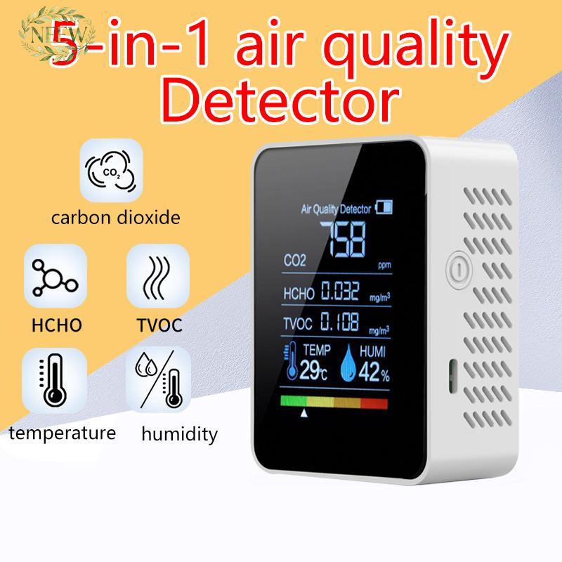 NEEW Multifuncional 5 Em 1 Medidor De CO2 Digital Temperatura Umidade Testador Dióxido Carbono TVOC HCHO Detector Monito