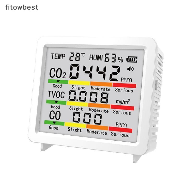Detector De Qualidade Do Ar 5 Em 1 HCHO TVOC CO2 Monitor De Formaldeído Tela LCD De Alta Precisão Para Uso Carro E Escri