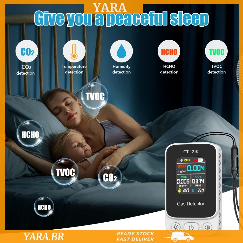 CO2 HCHO TVOC Tester USB Rechangável Mini Detector De Gás Medidor De CO2 Sensor De Qualidade Do Ar Para Uso Diário