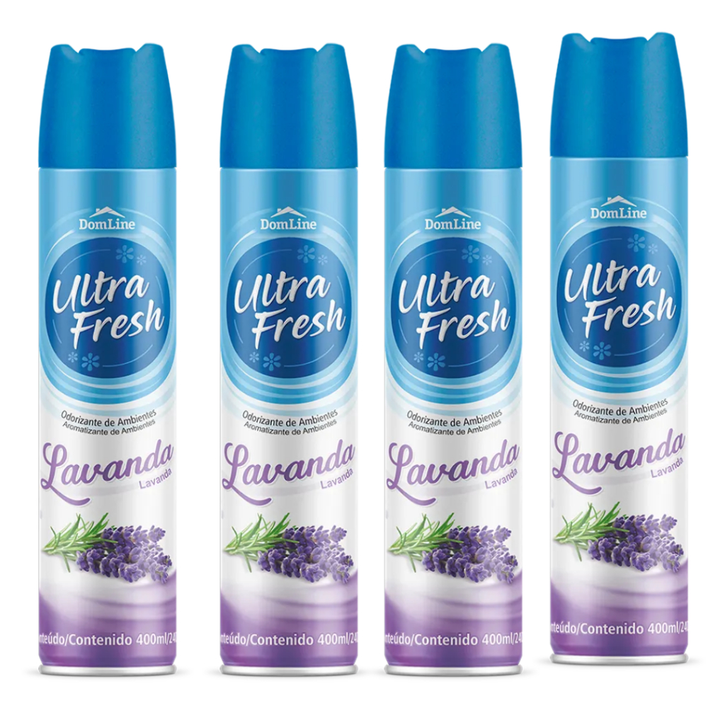 Kit 4 Un Odorizador Ambientes Ultra Fresh 400ml Lavanda Bom Ar