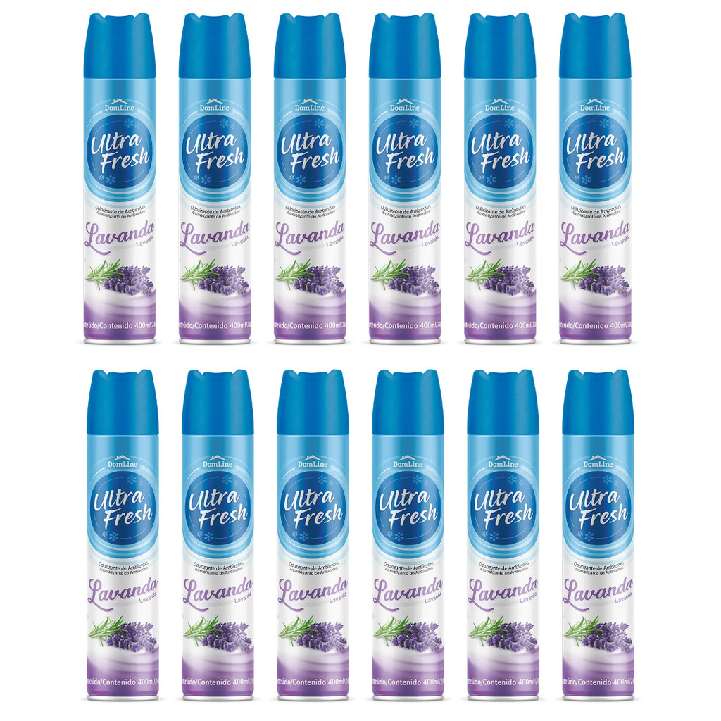 Kit 12 Odorizador Ambientes Ultra Fresh 400ml Lavanda Bom Ar