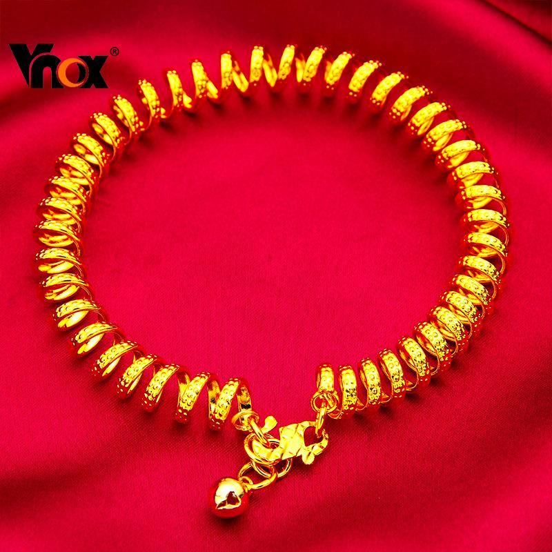 Vnox 24K Sand Gold Copper Spring Bracelet for Women Flexible Stretchy Spiral Bracelet Starry Textured Bracelet Jewelry