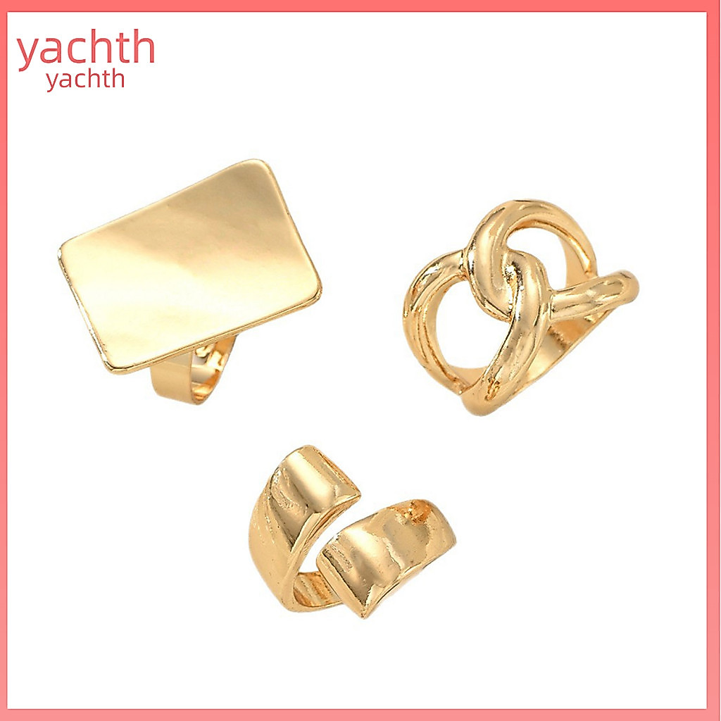 Beautiful Ring Design Non-rusting Alloy 3pcs Minimalist Knot Set for Women – Textured Stackable Rings Modern Elegant S