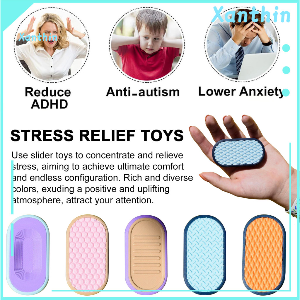 Rhombus Fidget Slider Honeycomb Textured 3d Printed Toy for Stress Relief – Pocket Size with Parallel for Kids