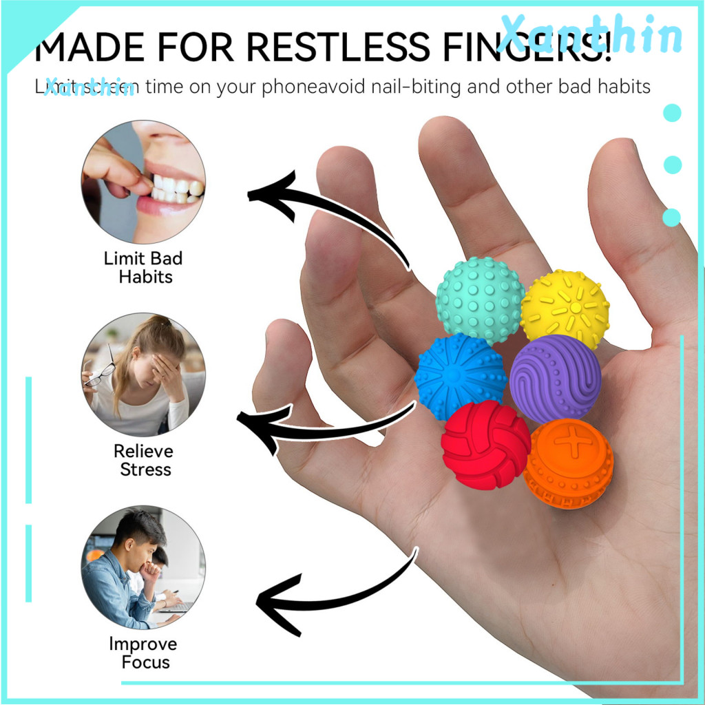 Magnetic Sensory Ball 4/6pcs Silicone Balls – Portable Stress Relief Fidget Toys for Kids Teens Adults Textured Anxiet