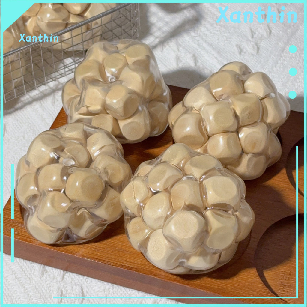 Calming Stress Ball Relief Wooden Block Shapeable Anxiety Cube Portable Travel Fidget Toy Textured Squeeze for Kids Adul