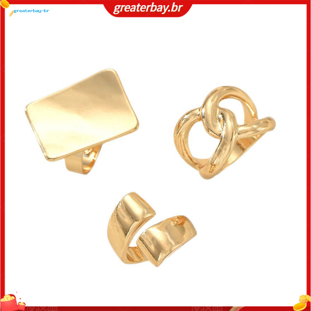 3pcs Minimalist Cross Knot Ring Set for Women – Textured Stackable Rings Modern Elegant Statement Jewelry Perfect Gift