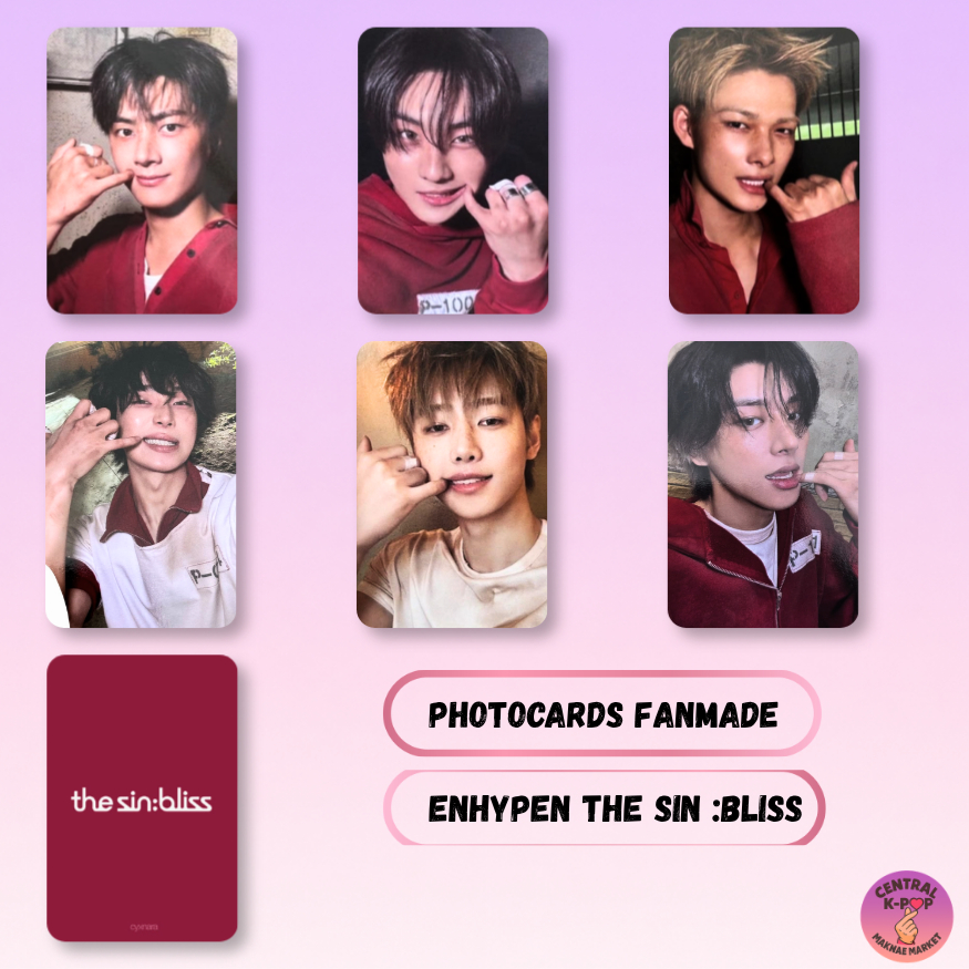 Selcas Enhypen The Sin: Bliss Photocards Fanmade Frente e VERSO