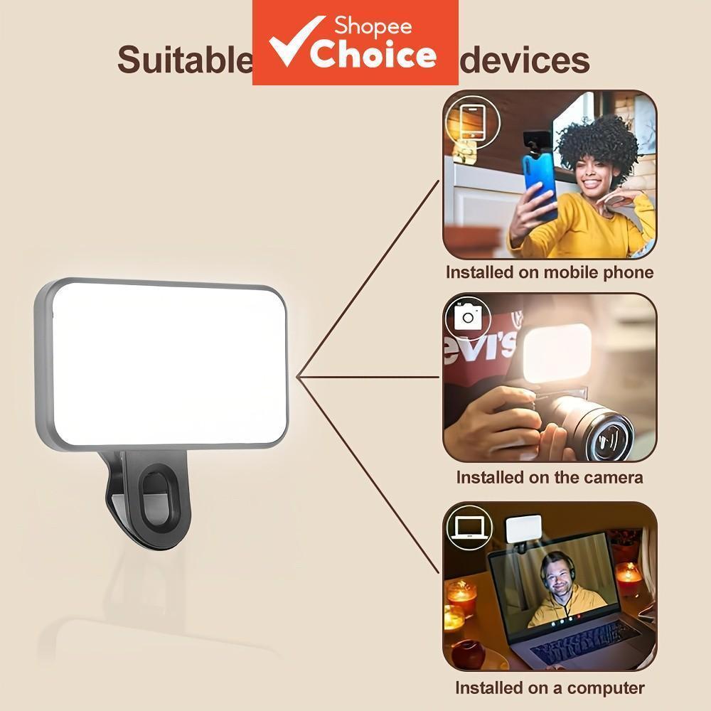 Mini luz de bolso, acompanha clip, ajuste de brilho em 3 níveis, compacto e portátil — ideal para fotos