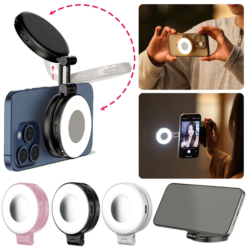 Luz De Preenchimento De Brilho Para Selfie De Celular LED Mini Lâmpada De Anel Magnético Fotografia