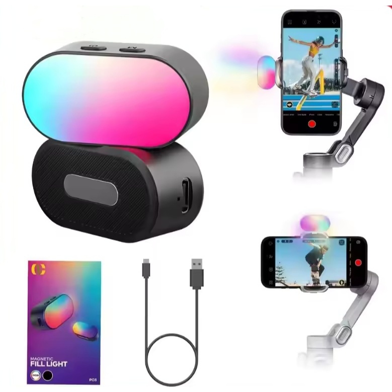 Mini Luz De Preenchimento Magnética RGB , Brilho De 3 Parar , Ajuste De 7 Cores , Cardan , LED Para Fotografia De Vídeo