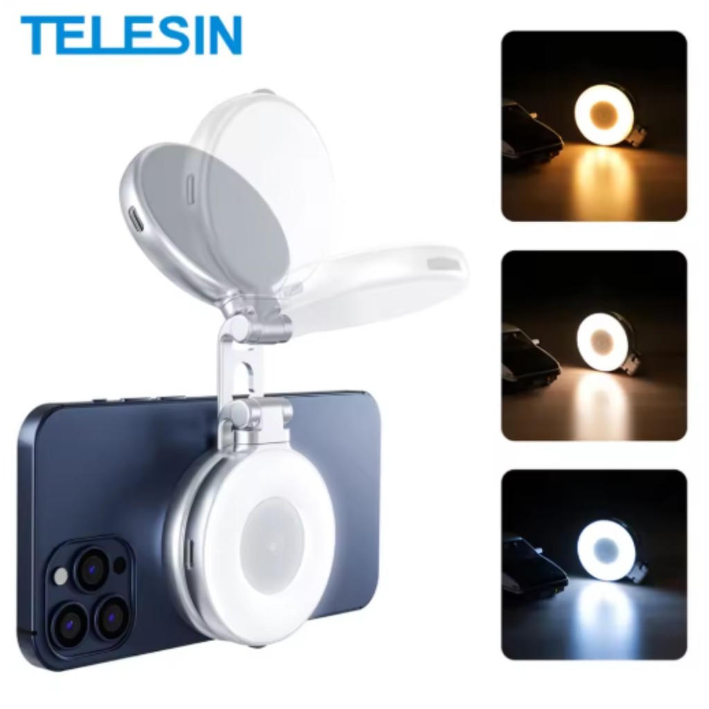 Luz De Preenchimento Magnética Mini Selfie 3 Modos Brilho Ajustável Para iOS Android