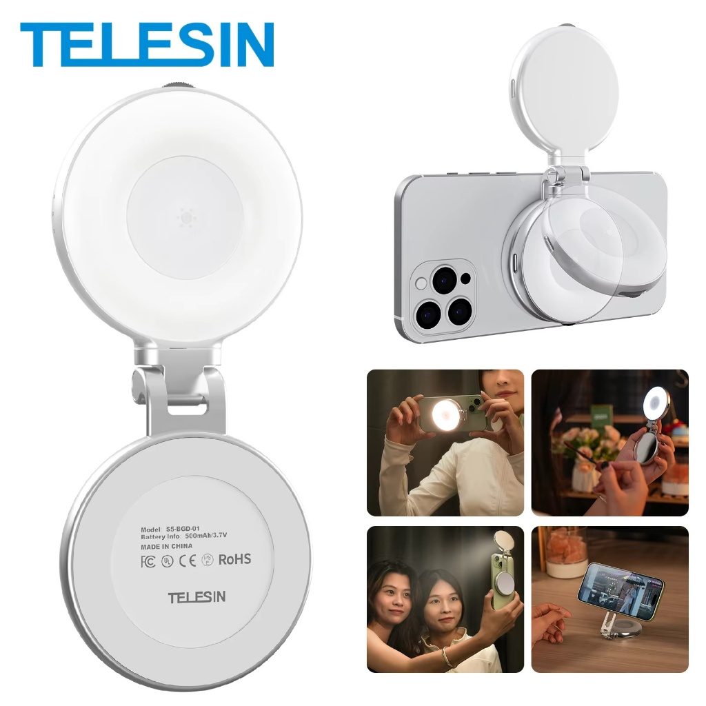 Luz De Preenchimento Magnética Dobrável Para Smartphone , Mini Selfie , 3 Modos De Brilho Ajustável , Rotativa Fotografi