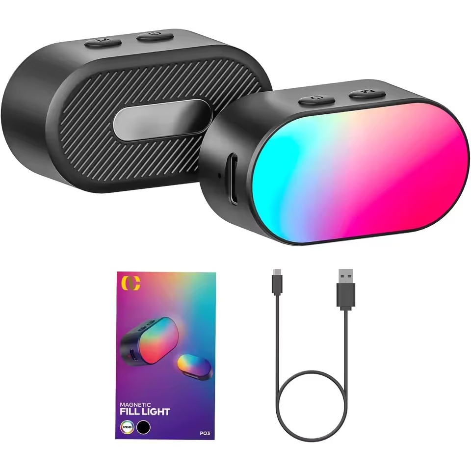 Gimbal LED Luz De Fotografia De Vídeo Para Telefone Selfie Mini RGB Preenchimento Magnética 3 Parar Brilho 7 Ajuste De C