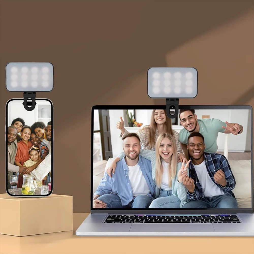 3 Modos De Brilho Ajustável Portátil Mini Selfie Luz Preenchimento Recarregável Clipe Para Telefone Tablet Reunião Maqui