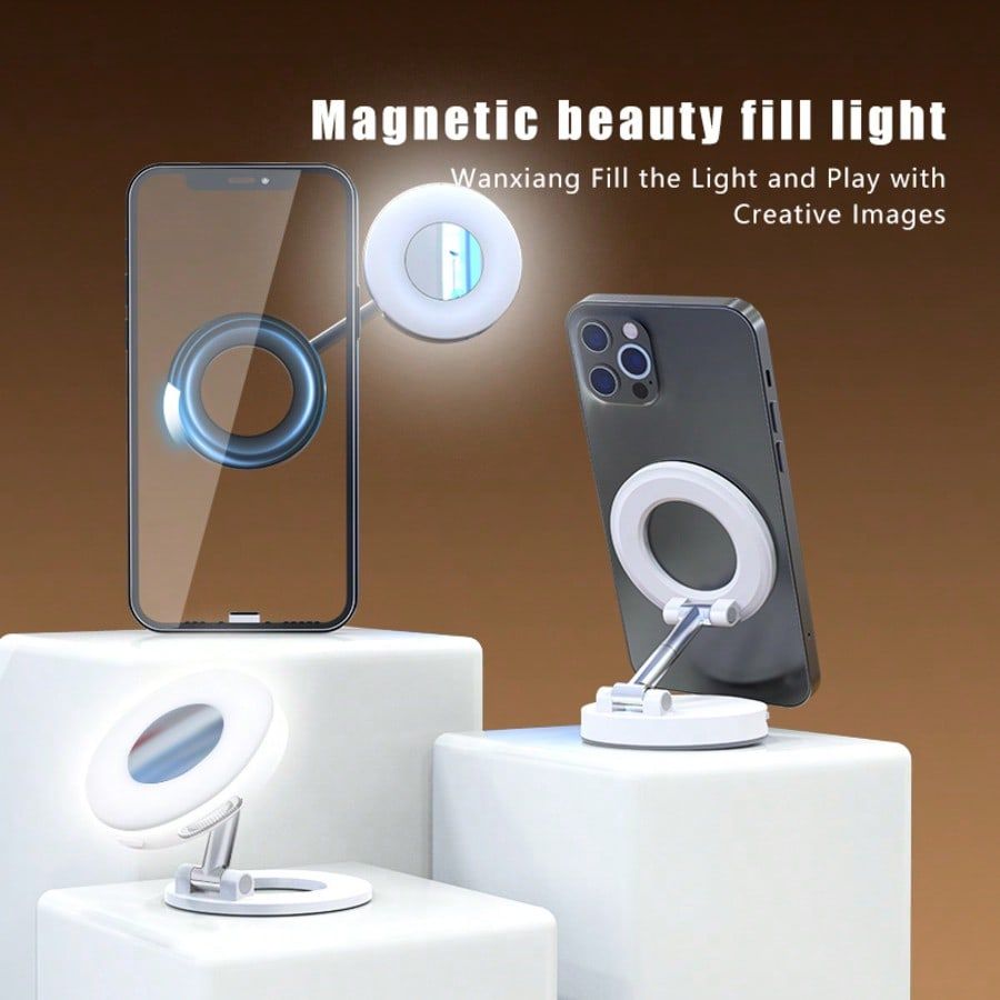 Mini luz de preenchimento magnética LED, suporte ajustável, brilho ajustável, temperatura de cor, 400mAh, bateria de lon