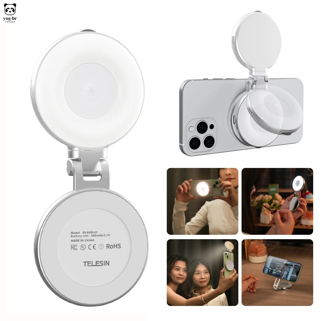 Mini Luz De Preenchimento Magnética Para Selfie , 3 Modos De Brilho Ajustáveis , Suporte Telefone iPhone Android