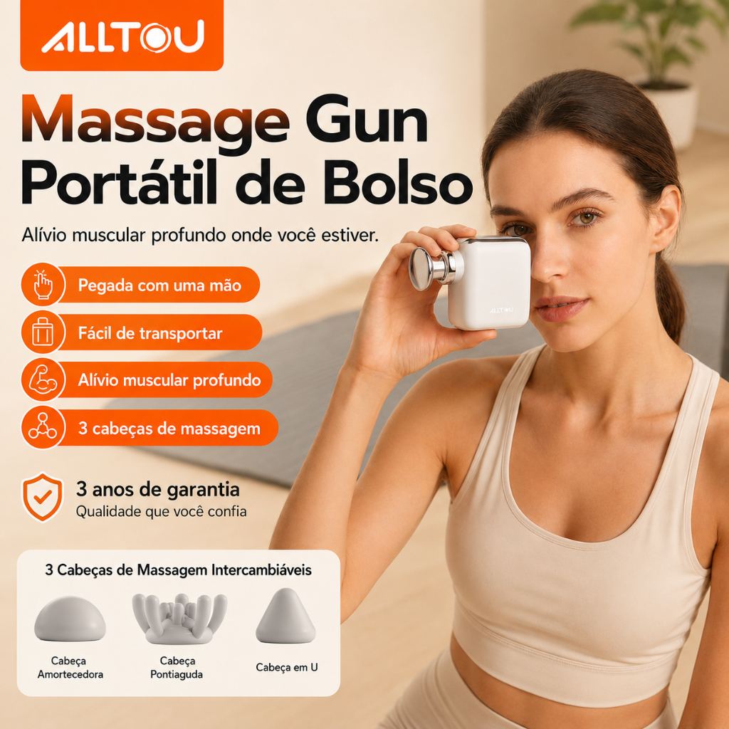 ALLTOU Mini Electric Myofascial Massager 2400RPM Pistola De Bolso Para Fáscia Multifuncional de Alta Frequência