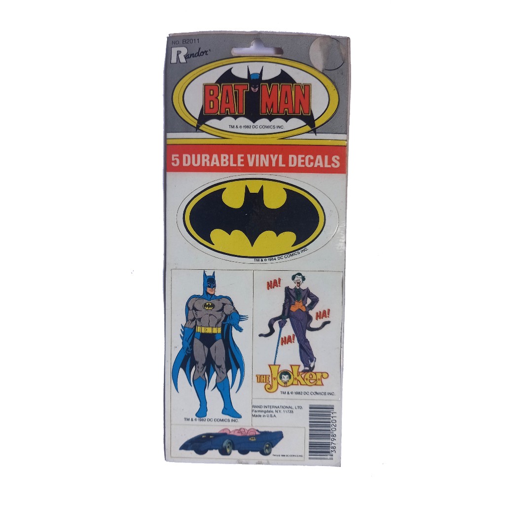 Cartela com 5 adesivos originais Batman Durable vinyl decals vintage 1982 (2)