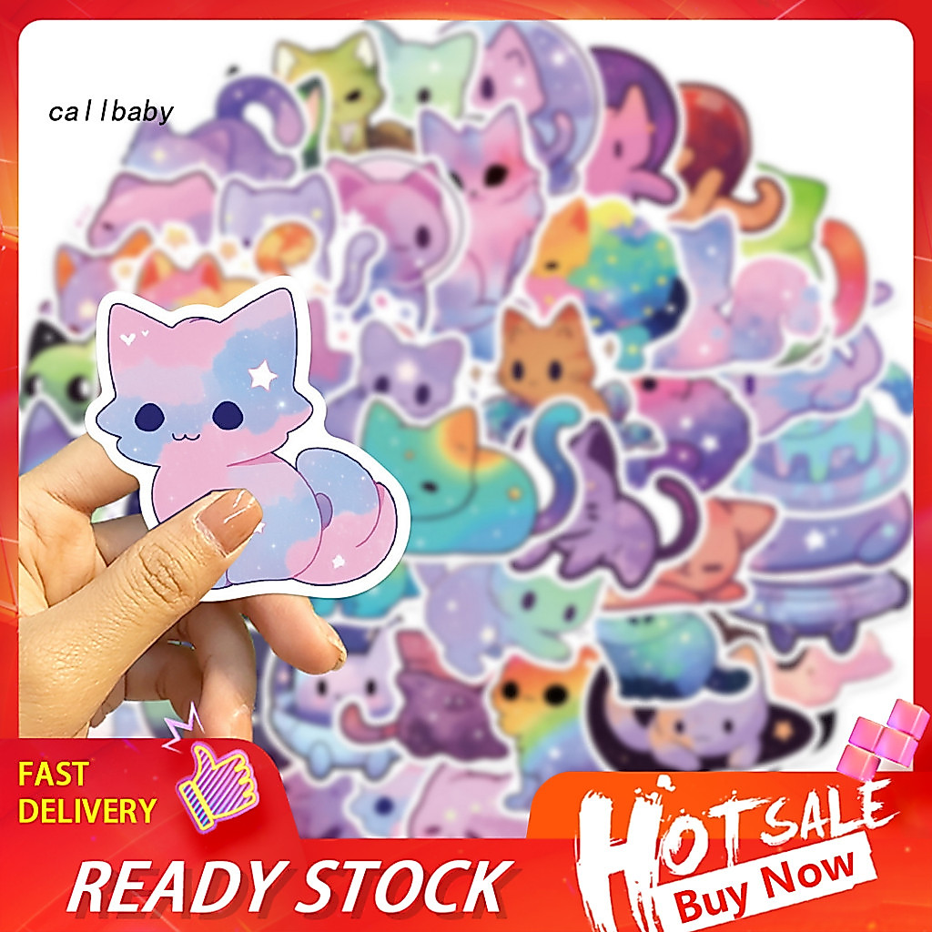 Waterproof Cat Stickers Cartoon 50pcs Cute Clear Laptop Decals Scrapbook Diy Decoration for Kids and Teens