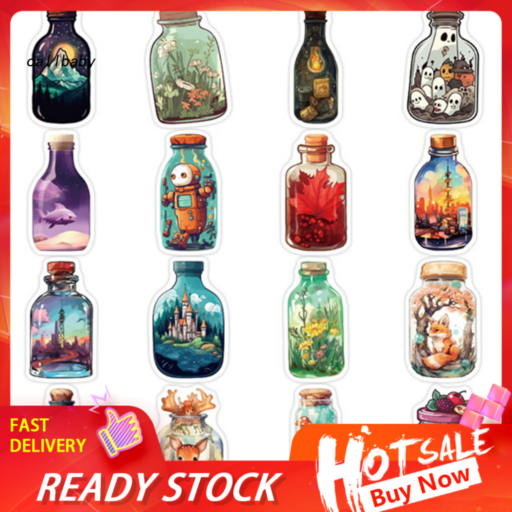 School Supplies Diy Stickers 50pcs Cute Cartoon Glass Bottle Waterproof Vinyl Decals for Laptop Skateboard Luggage Water