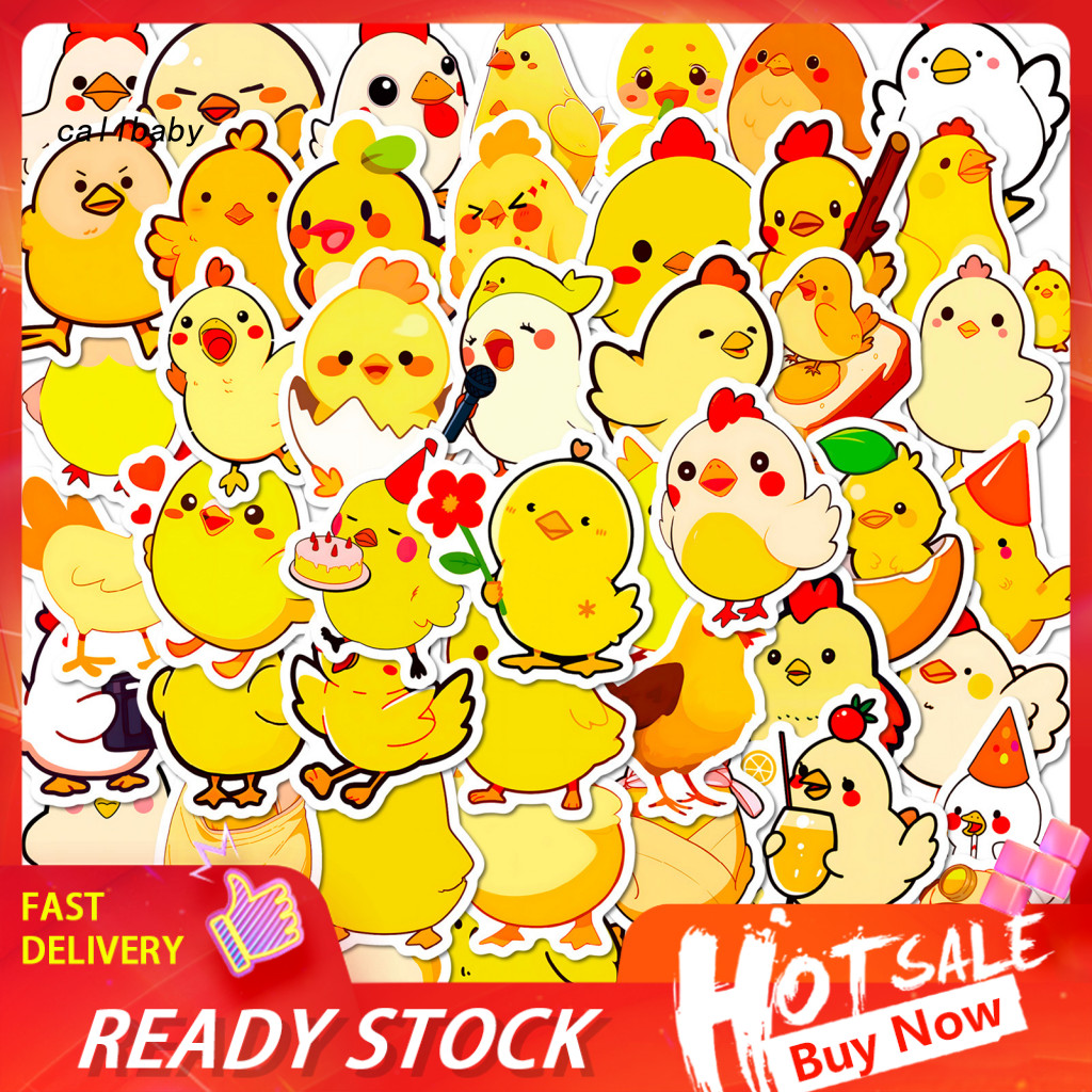 Easter Themed Stickers 50pcs Chick Waterproof Cute Cartoon Chicken Family Decals Diy Vinyl Art for Water Bottles Scrapbo