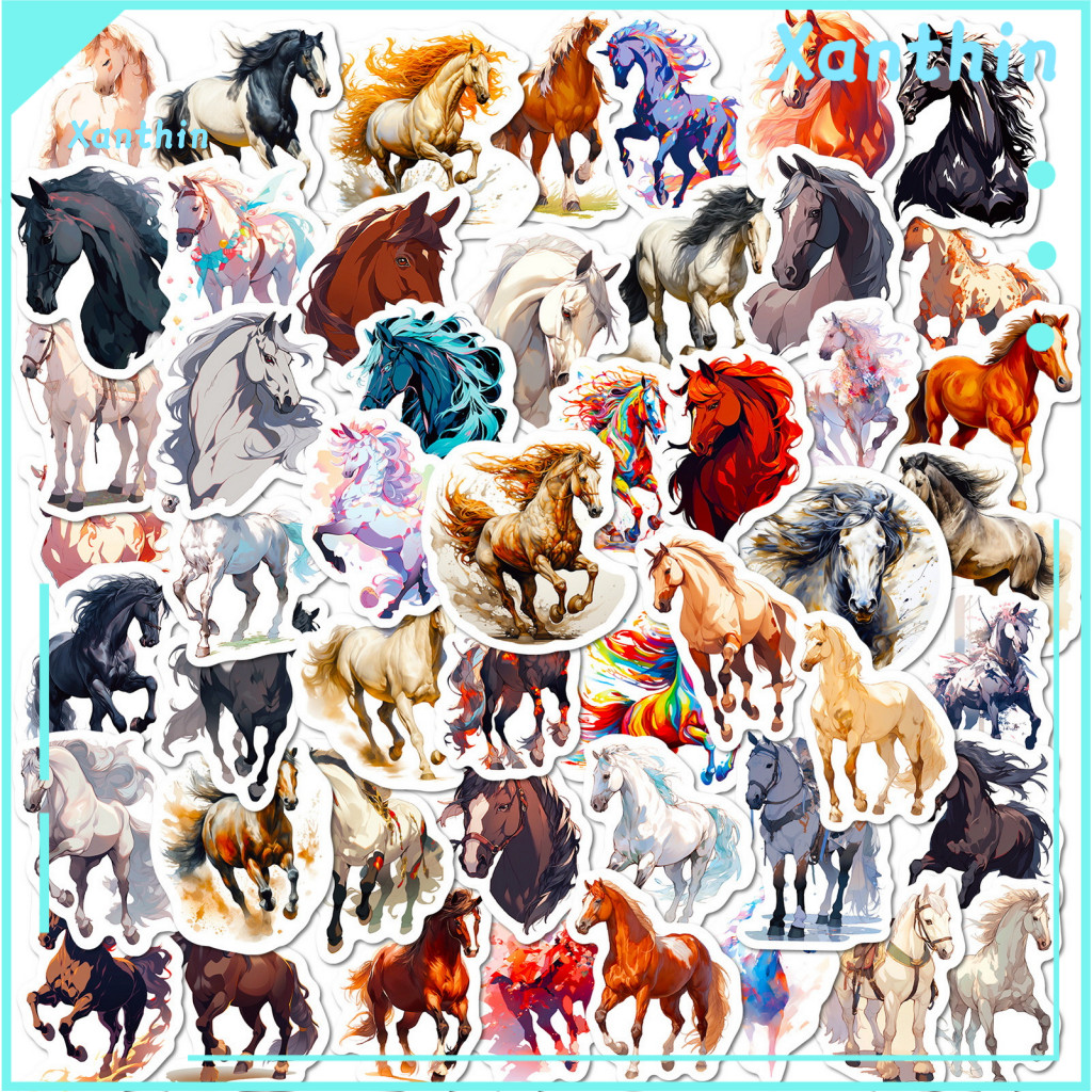 Hand-painting Horse Stickers Waterproof Pvc 50pcs Hand-painted Decals Diy Phone Case Laptop Cup Luggage Skateboard for S