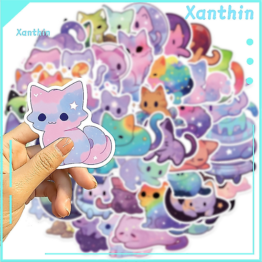 Cartoon Cat Stickers Bright Colors 50 Pcs Cute Waterproof for Laptop Scrapbook Diy Decoration – Fun Decals for Persona