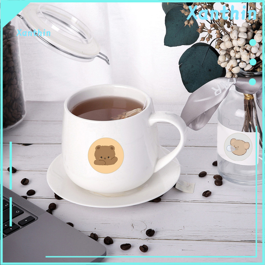 Cartoon Stickers for Laptops Durable Decals Roll of Cute Anime Bear Rabbit Self-adhesive Long Tape for Scrapbooking Jour