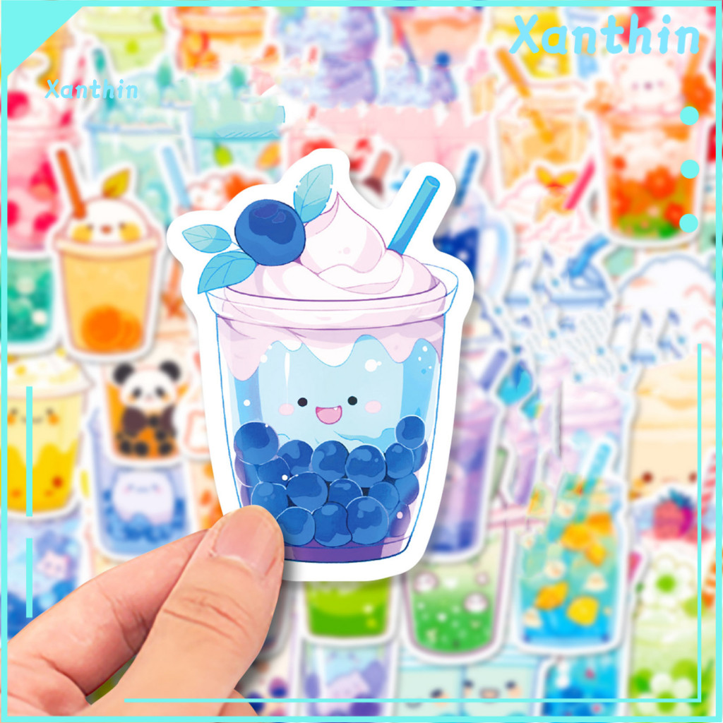 Diy Decoration Stickers Bubble Tea Set 50pcs Milk Waterproof Pvc Self-adhesive Decals for Phone Laptop Cup Luggage Skate