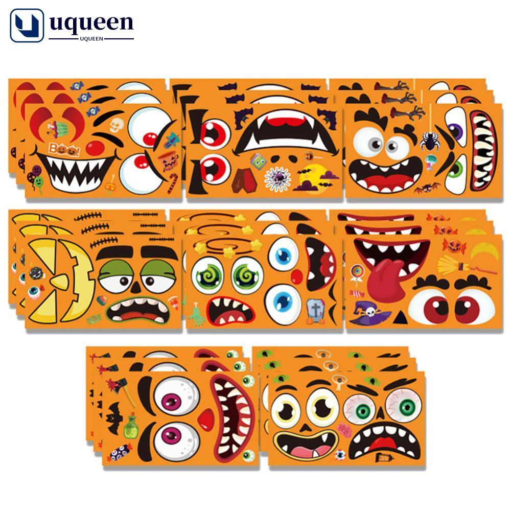 UQUEEN Halloween Pumpkin DIY Faça Um Conjunto De Adesivos De Rosto Artesanato De Expressão Engraçada Para Crianças Decal