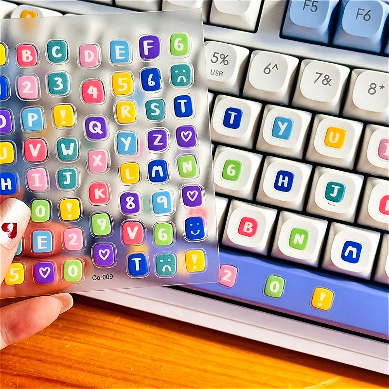 Adesivos Coloridos De Letras Do Alfabeto Para Teclado , Unhas , Capa De Telefone , Números , Decoração , Adesivo , Decal