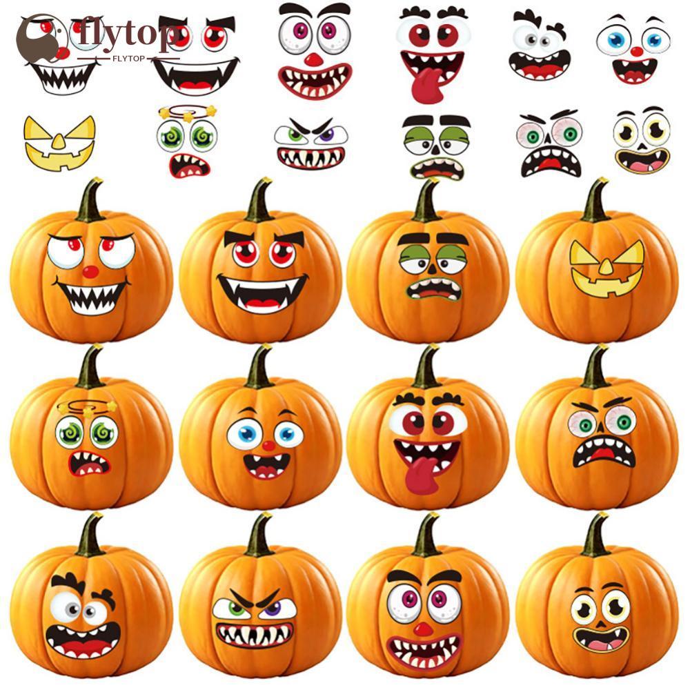 FLYTOP Halloween Pumpkin DIY Faça Um Conjunto De Adesivos De Rosto Artesanato De Expressão Engraçada Para Crianças Decal