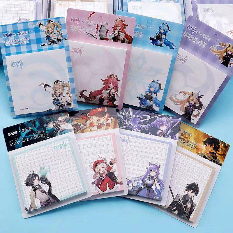 12Genshin Impact Cute Anime Game Sticky Notes Stickers Decals DIY Cute diary stickers Thunder General Zhongli Yayeko Nah
