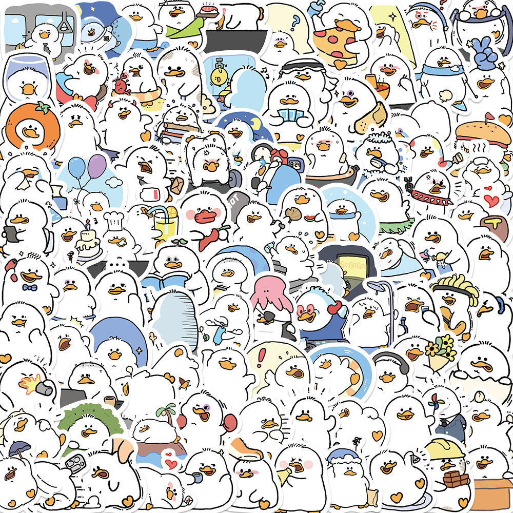 Animal Pato Gordo Graffiti Adesivos 100 Pçs À Prova Dwaterproof Água Adesivo Dos Desenhos Animados Pacote Portátil Decal
