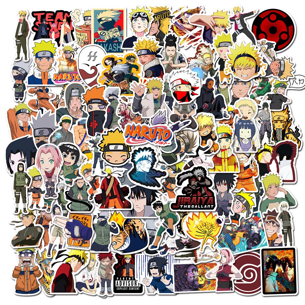 100 / 50 / 25 / 10 Pcs Japão Anime Naruto Sasuke Dos Desenhos Animados Para Snowboard Laptop Bagagem Frigorífico Carro-Styling Vinyl Decal Home Decor Adesivos