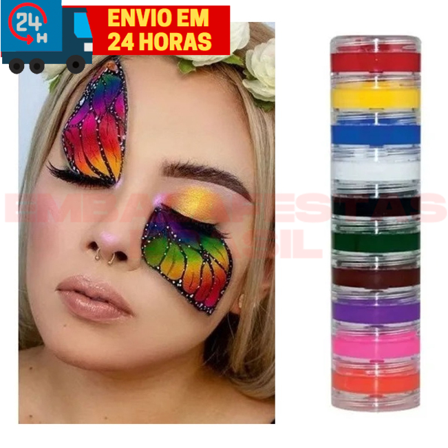 Kit Tinta Facial Color Make Cremosa Com 10, 3 ou 5 Unidades Clown Carnaval