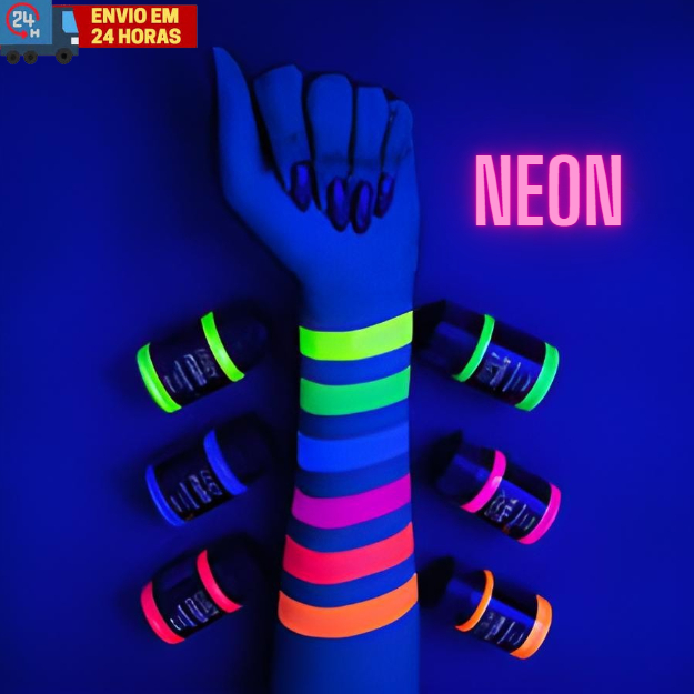 Tinta Facial Neon Color Make Brilha no Escuro Para Carnaval Maquiagem Clown