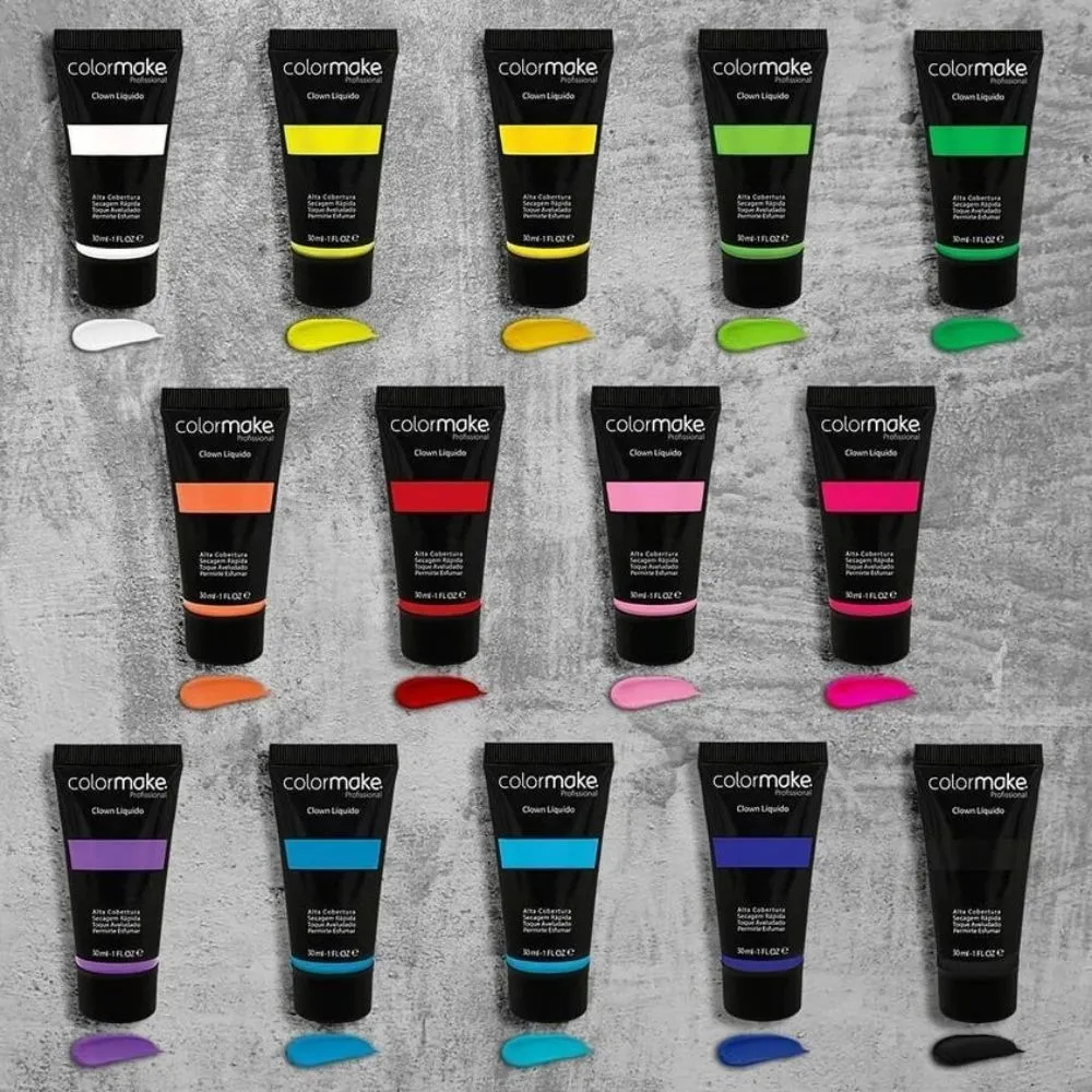 Colormake Clown Líquido 30ml Maquiagem Artística Profissional Facial Carnaval Halloween Teatro