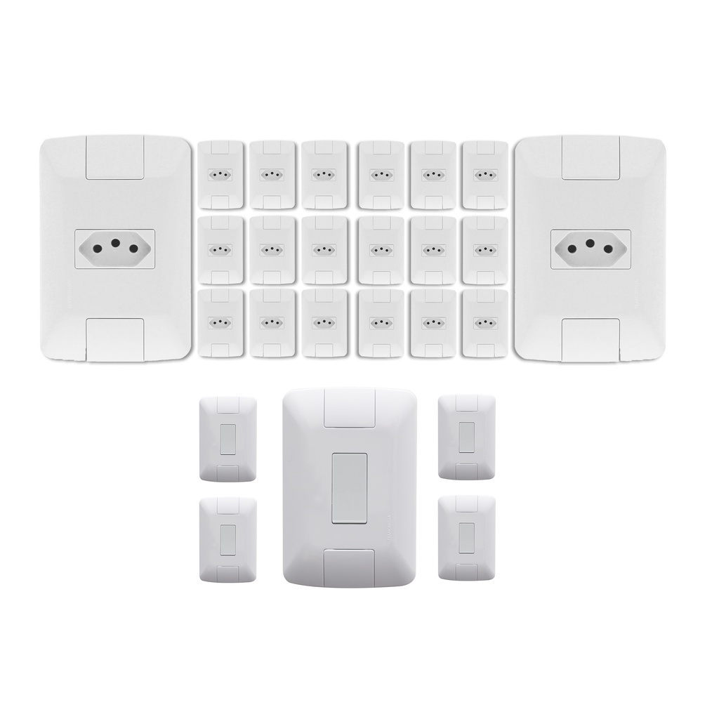 Kit 20 Tomadas 20A + 5 Interruptor com Tomada 20A Aria + 2 Interruptor Paralelo Tramontina