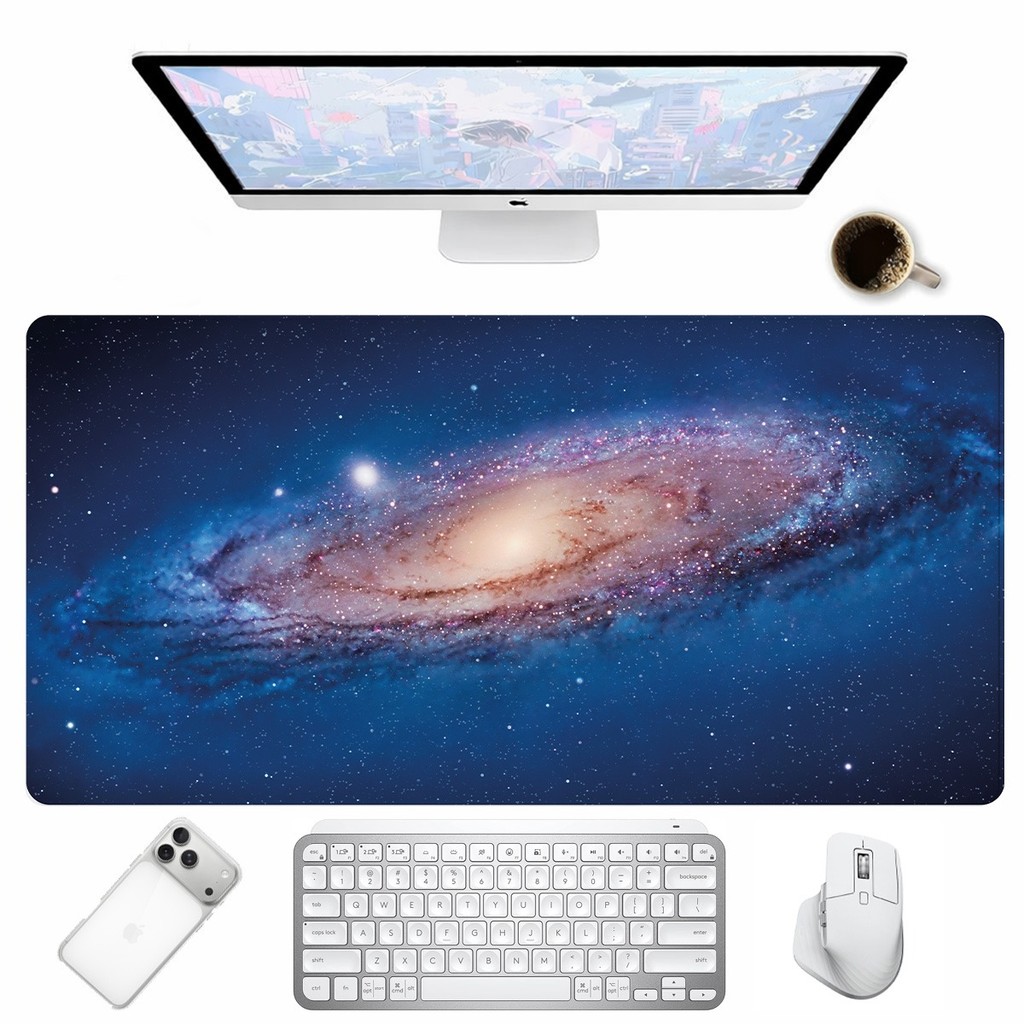 Tapete Mouse Pad Galáxia Estrelas Gamer Para Mesa PC Setup Desk Mat Vários Tamanhos