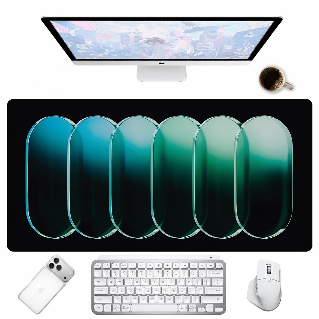 Desk Mat Preto e Azul Minimalista Mouse Pad Gamer Para Mesa PC Teclado Vários Tamanhos