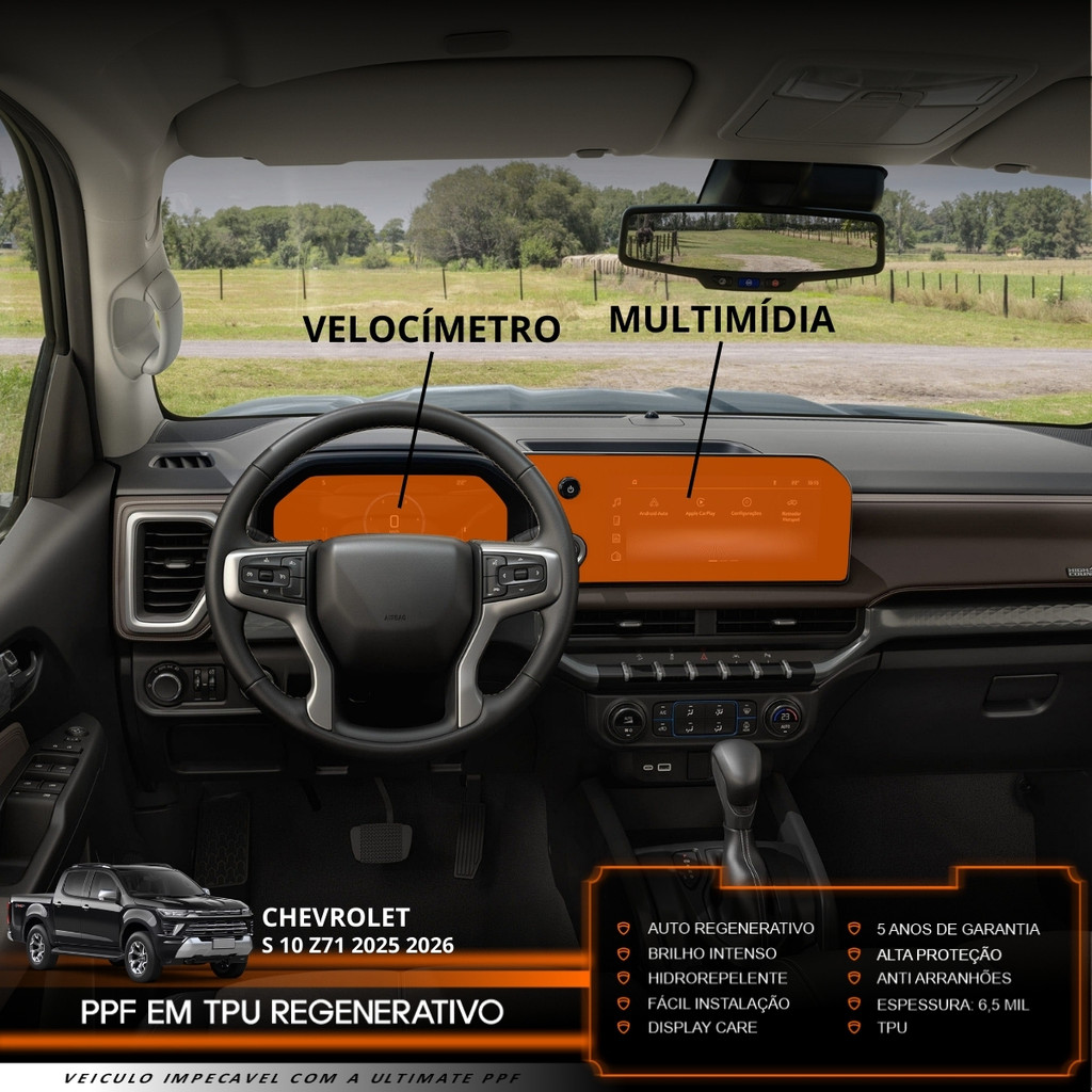 Película PPF Proteção Kit Interior Exterior Chevrolet S10 Z71 2025 2026 Transparente TPU Anti Risco