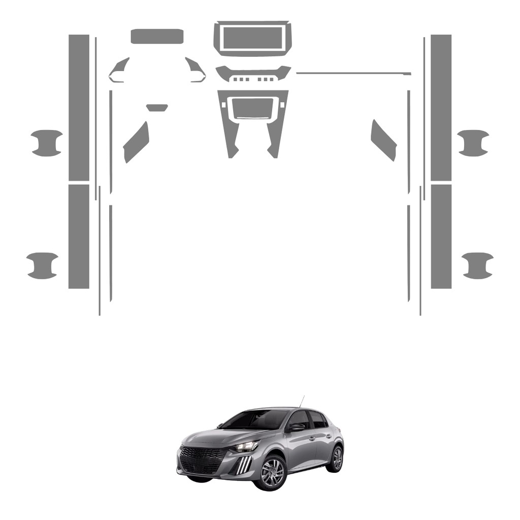 Película PPF Proteção Kit Interior Exterior Peugeot 208 GT Turbo 2024 2025 2026 Transparente TPU Anti Risco