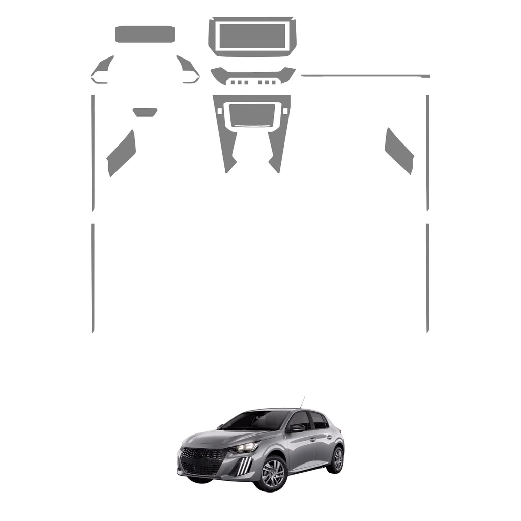 Película PPF Proteção Kit Interior Completo Peugeot 208 GT Turbo 2024 2025 2026 Transparente TPU Anti Risco