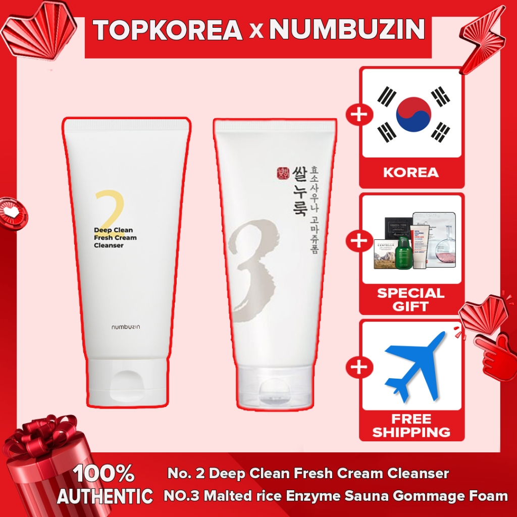 Numbuzin NO . 2 Limpador De Creme Fresco De Limpeza Profunda 120ml/3 Arroz Maltado Enzima Sauna Gommage Espuma 170ml TOPKOREA Envio Da Coreia