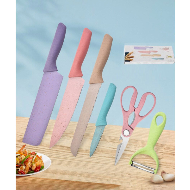 6 Piece Knife Set Durable Sharp For All Kitchen Use Fruit Knife Bright Colors And Sharp Blades