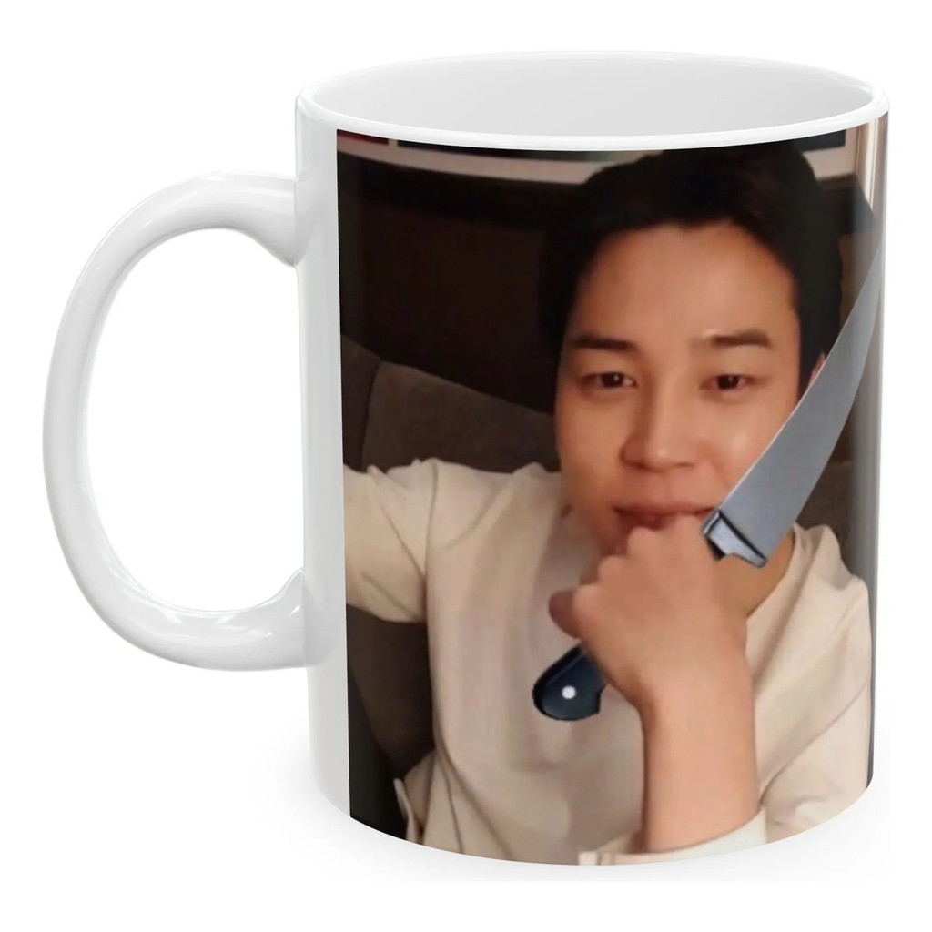 Caneca Engraçada Meme Bts Jimin Knife 325ml
