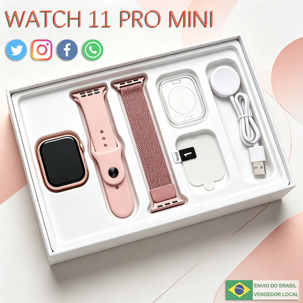 2026 Novo Smartwatch S11 Pro Mini com Pressão Chamada Bluetooth Calculadora Esportivo Unissex Compatível iOS/Android